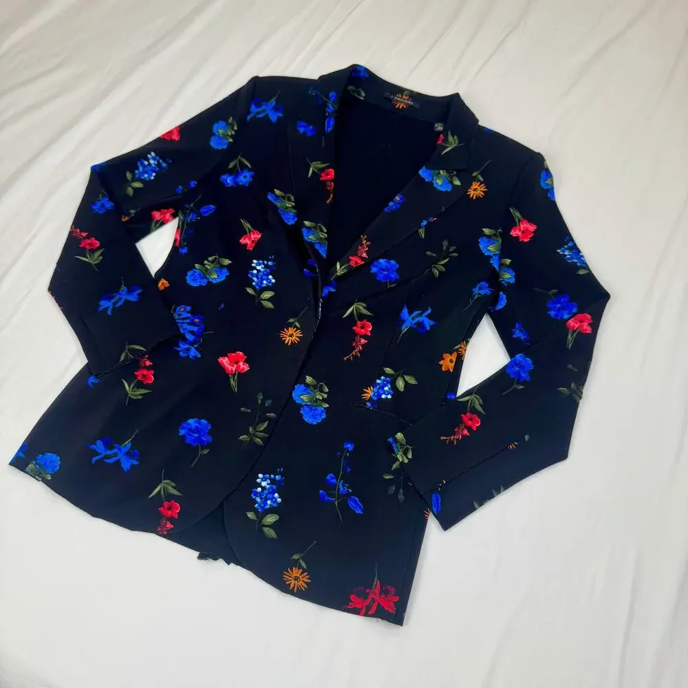 Tahari Floral Blazer Jacket Women’s 4 Black Floral Career Office Siren Botanical - Picture 14 of 16
